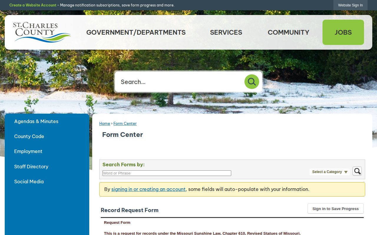 St. Charles County arrest booking record and photo request form
